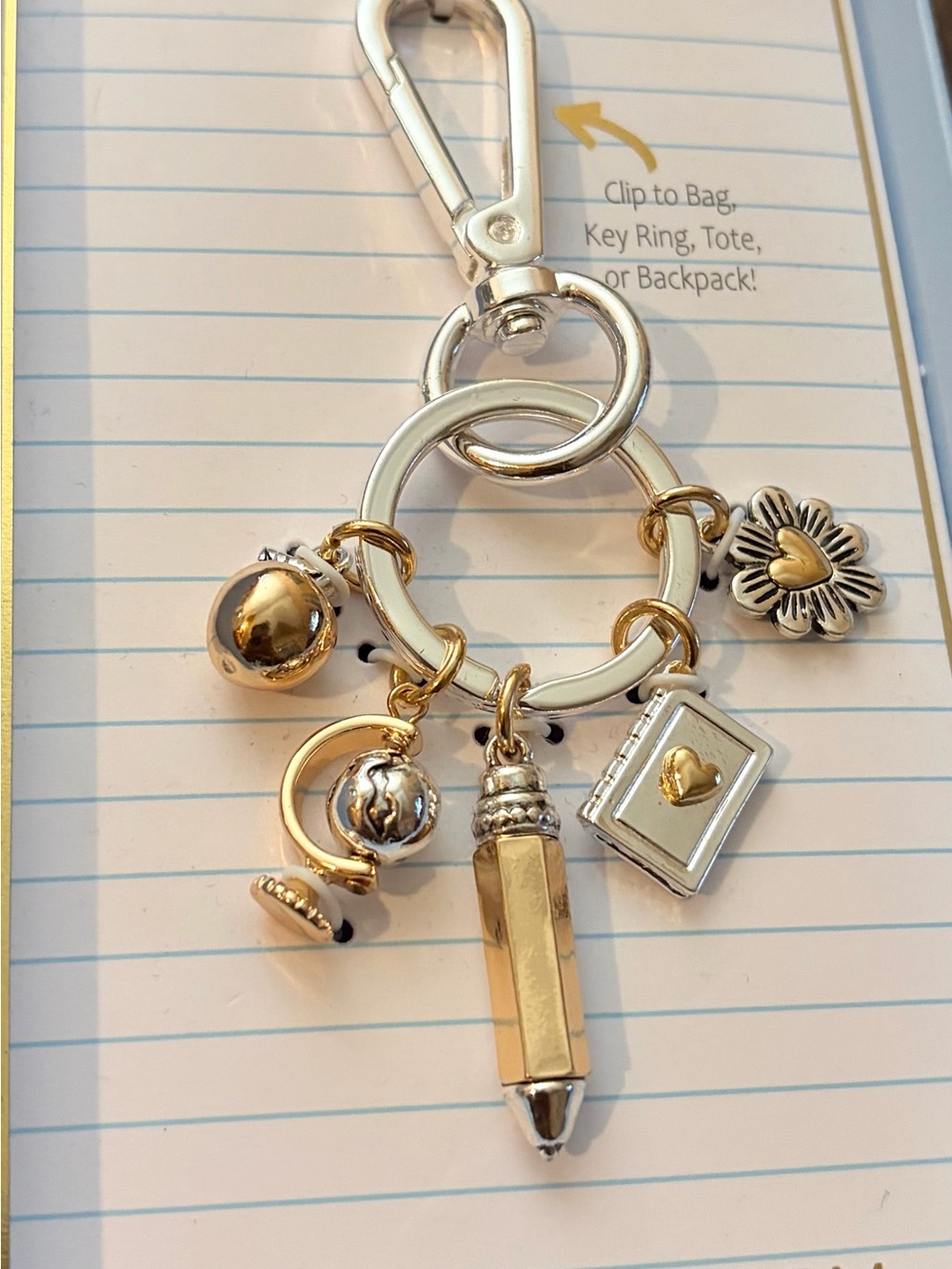 True to Form Gold & Silver Teacher Charms Keychain